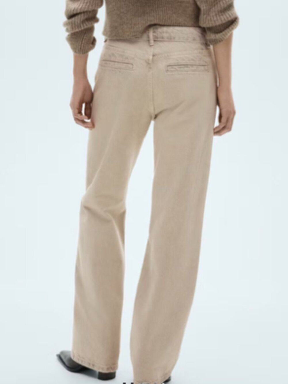 Mango Tan Straight Leg Front Seamed Mid Rise 100% Cotton Jean - Picture 2 of 14